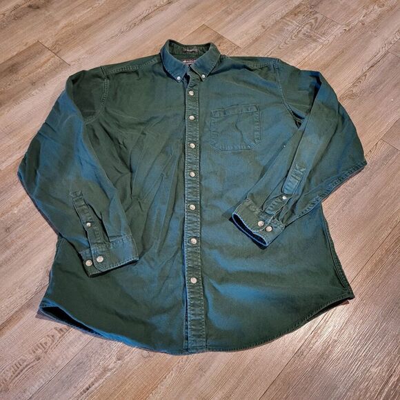 Eddie Bauer Relaxed Fit Button Up Heavy Weight Flannel Shirt Men Size Large Tall - Picture 1 of 9